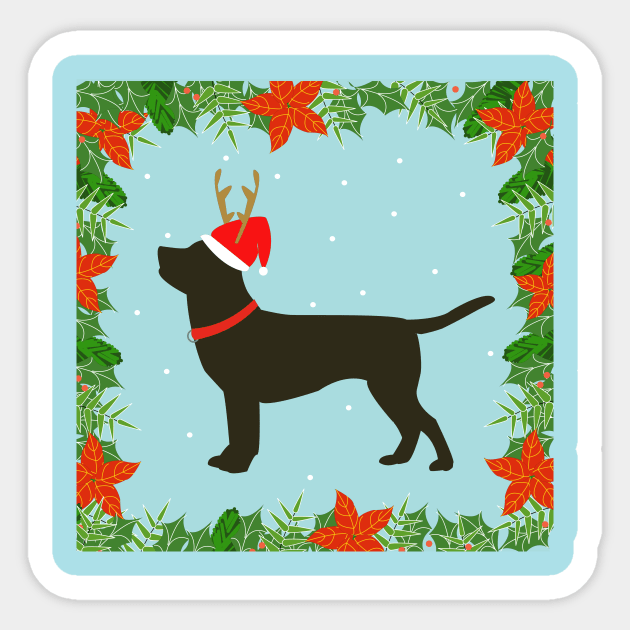 Black Labrador with Santa hat Sticker by designInk